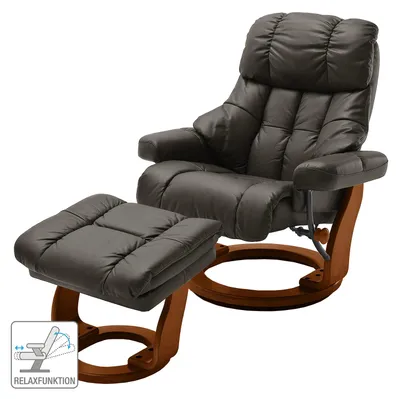 Produktbild von home24 Relaxsessel mit Hocker - Echtleder / Kunstleder