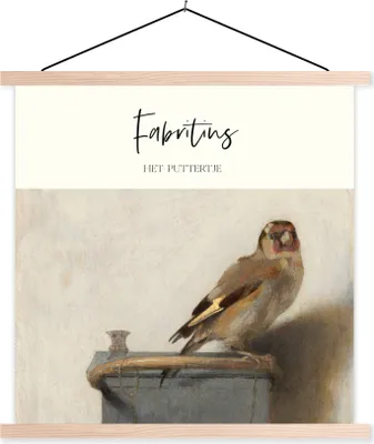 Produktbild von MuchoWow® Textilposter Kunst - Der Stieglitz - Fabritius 40x40 cm mit holzfarbenen Rahmen - Posterleiste