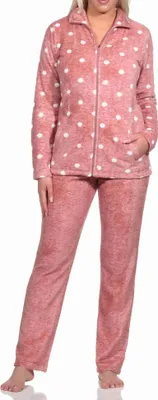 Produktbild von Kuschelig warmer Damen Hausanzug aus in toller Tupfen Punkte Optik ; rosa , 36