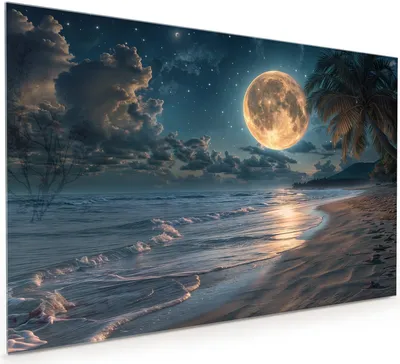Produktbild von Küchenrückwand Spritzschutz Glas mit Motiv Mondnacht am Strand 40 x 40 cm