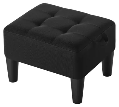 Produktbild von Sitzhocker mit Stauraum - Gepolsterte Fußablage - Holzrahmen - 40 x 32 x 26 cm - Schwarz