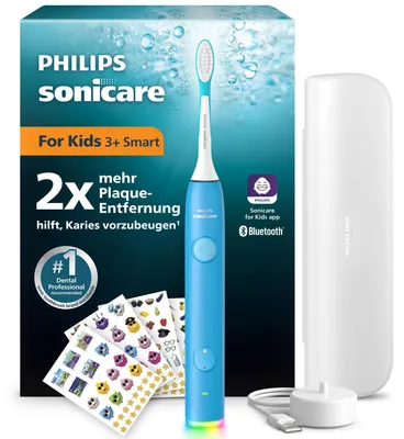 Produktbild von Philips For Kids Smart HX6600/52 Wiederaufladbare Zahnbürste, Kind, Schallzahnbürste, Weich, Blau, 2 min, 4 x 30 sec, Ergonomisch