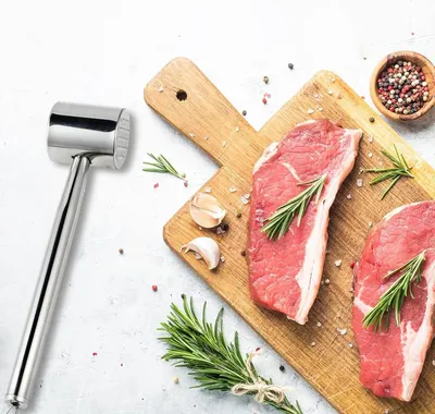 Produktbild von Doppelseitige Fleischklopfer - Edelstahl - Spülmaschinenfest - Für Koteletts und Steak