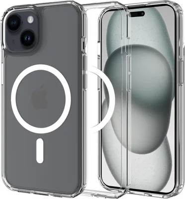 Image de Cazy Coque Compatible avec iPhone 15 - Compatible MagSafe - Coque Renforcée Militaire - Transparente