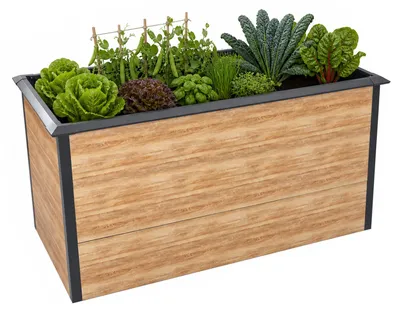 Produktbild von Zelsius Hochbeet verzinkter Stahl 150 x 75 x 77 cm, Anthrazit RAL 7016 Eiche Holzoptik, Pflanzbeet, Gemüsebeet