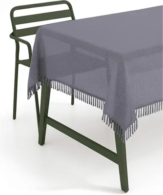 Produktbild von Gartentischdecke Fransen Gartendecke Weichschaum PVC 140 cm rund - dunkelgrau
