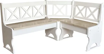 Immagine prodotto di Panca angolare bianca II in legno di pino con seduta non trattata 120 x 150