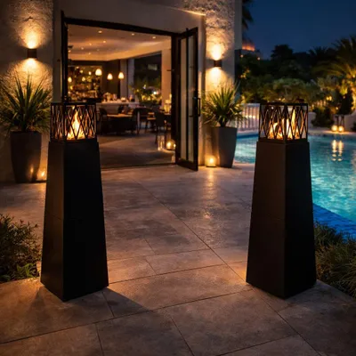 Immagine prodotto di Camino a bioetanolo da giardino per esterno Vulcano Nero 40x40x145