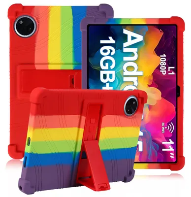 Image de Étui de protection pour tablette Doogee U11 / Doogee U11 Pro, 11,0 pouces, en silicone souple résistant aux chocs, avec support intégré, de couleur vive