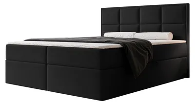 Produktbild von Boxspringbett TIOLI 140x200 Paneel-Optik Bettkasten Bonellmatratze Schwarz