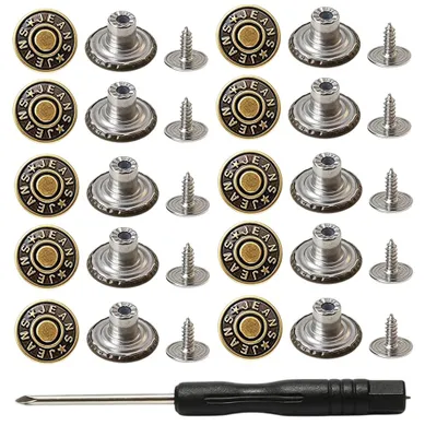 Metallknöpfe 17 mm, 10 Stück, abnehmbar, für Jeans & Hosen
