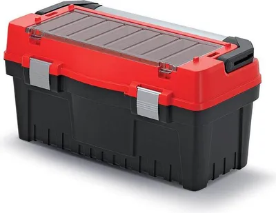 Immagine prodotto di Kufr na nářadí s kov. držadlem a zámky EVO 594x288x308 mm (přepážky) - barva: červená