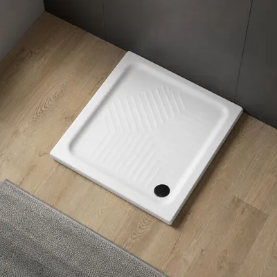 Produktbild von 80X80cm rutschfeste Duschwanne aus weißer Keramik | Topazio