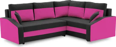Produktbild von Ecksofa GRANDE PLUS mit Schlaffunktion L-förmig - Eckcouch mit 2 Bettkasten - MIKRO 15 + MIKRO 28 Schwarz + Fuchsia Rechts (Muster 2)