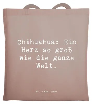 Produktbild von Mr. & Mrs. Panda Jutebeutel Spruch Chihuahua Herz - Braun Pastell - Geschenk, kleine Hunderasse, Tasche, Hundezitat, Laptoptasche, Hunde, Tote Bag, Hunderassen, Shopping