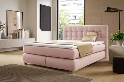 Produktbild von Echtes Boxspringbett BLAKE mit Pocketmatratze|Bonellmatratze Familienbett|Topper|Taschenmatratze|Polsterbett|Schlafzimmer (140x200, Puderrosa)