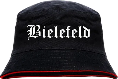 Produktbild von Bielefeld Anglerhut - Altdeutsche Schrift - Schwarz-Roter Fischerhut S/M SchwarzRot