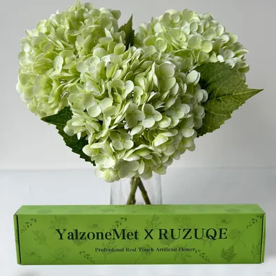 Produktbild von Künstliche Blumen 3 Stück, Hortensie, 20 Zoll, hellgrün, für Zuhause