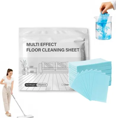 Produktbild von Bodenreiniger Reinigungsblätter – 100 Stück – Wasserlöslicher Bodenreiniger – Allzweckreiniger für Fliesen, Laminat und Holz – Jasmin Duft – Blau