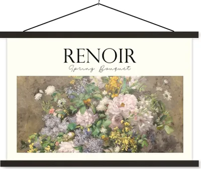 Produktbild von MuchoWow® Textilposter Gemälde - Renoir - Blumen 60x40 cm mit schwarzem Rahmen - Hölzernes