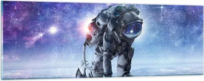 Produktbild von Bilder auf glas - Kosmonaut Weltraum - 90x30cm - Glasbilder - Wandbilder - Kunstdruck - zum Aufhängen bereit - Wanddekoration aus Glas - Glas Bilder - Wandbild auf Glas - Einteilig - GAB90x30-3985
