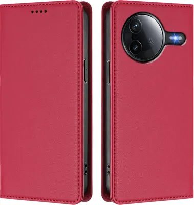 Produktbild von Handyhülle für Xiaomi Poco F7 Pro/F7 Ultra, Kunstleder Klapphülle Stoßfeste Magnetische Hülle mit Ständer Rot