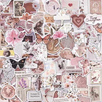 Vintage-Sticker-Set, 120 Stück, wasserdicht, für Scrapbooking