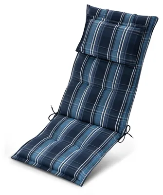 Produktbild von Beautissu Premium Hochlehnerauflage 120x50x7cm, Blau-Weiß-Kariert