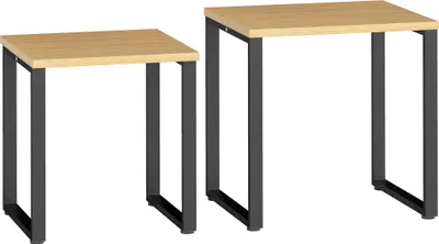 Produktbild von Couchtisch 2er Set Wohnzimmertisch mit Metallrahmen für Wohnzimmer Natur