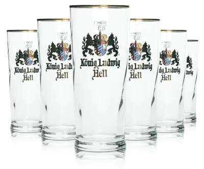 Produktbild von 6x König Ludwig Glas Pokal Tulpe Goldrand Bier Gläser Gastro Geeicht Helles Bar