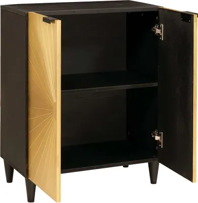 Image de vidaXL Buffet noir et or 60 x 33 x 75 cm bois massif mangue
