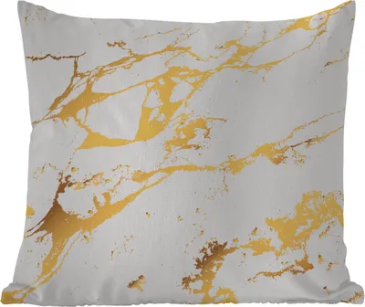 Produktbild von MuchoWow® Outdoor Kissen - Marmor - Weiß - Gold - Luxus - 50x50 cm - Wetterfest - Lounge Kissen - Komfortabel - Kissen mit Bild