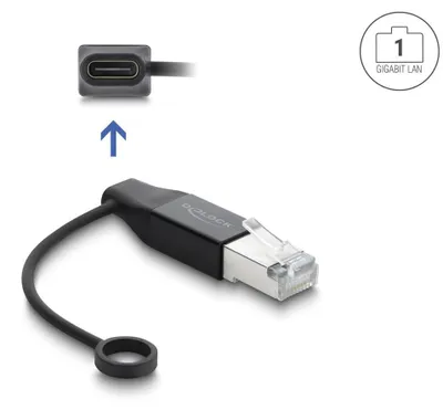 Image de Adaptateur réseau Gigabit USB Type-C avec connecteur RJ45, boîtier en aluminium