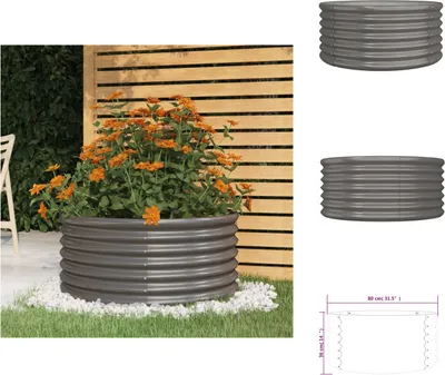 Produktbild von vidaXL Pflanzkübel Pulverbeschichteter Stahl 80x80x36 cm Grau -  Blumentöpfe & Pflanzgefäße