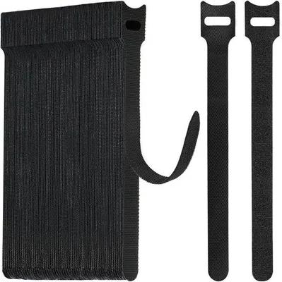 Produktbild von Famanu Kabelbinder mit Klettverschluss - wiederverwendbar, schwarz, 15 cm