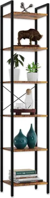 Produktbild von Lenmar DS 6, regał na książki, 187 x 40 x 30 cm, stojący regał do przechowywania z 6 poziomami, w stylu przemysłowym, do salonu, biura, gabinetu i korytarza, styl vintage, brązowo-czarny