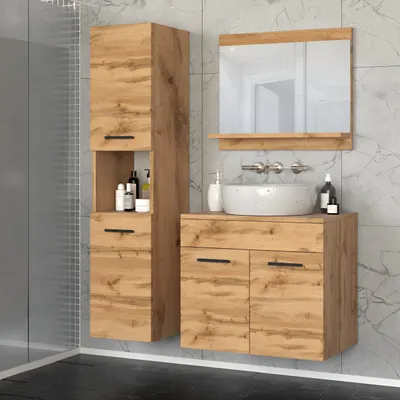 Zdjęcie produktu dla Blanco ® Meble łazienkowe Zestaw mebli łazienkowych PARIS 2 Meble do łazienki DĄB WOTAN