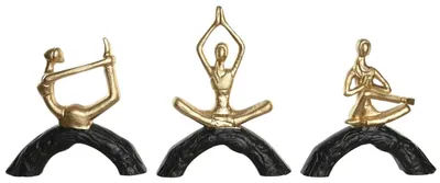 Dekofigur 3-teilig Aluminium Schwarz Gold 28x7x35 cm
