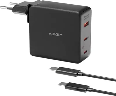 Produktbild von Alimentator retea Aukey, PA-B7O BK, 140W, Schnellladung, 2 x USB-C, 1 x USB-A, negru