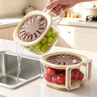 Produktbild von 2-in-1 Obstwaschschüssel mit Sieb und Deckel