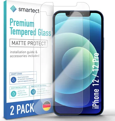 A product package for iPhone screen protectors, with a phone displaying the product.