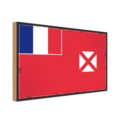 Produktbild von vianmo Holzschild 30x40 cm Wallis und Futuna Retro Flagge Fahne Wappen