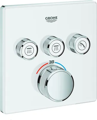 Produktbild von Grohe Grohtherm SmartControl Thermostat mit drei Absperrventilen, Wandrosette moon white, 29157LS0
