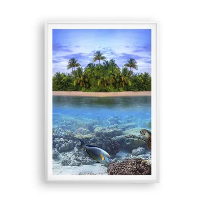 Produktbild von Gerahmtes Poster - Weißer Rahmen - Strand lagune wasser ozean - 70x100 cm - Wand Bild - Wanddeko - Wandbilder - Wandposter - Bilderrahmen - Bilder - Kunstdruck - Wandbild - P2WPA70x100-2686