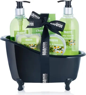 Obrázok produktu pre BRUBAKER Darčeková súprava do kúpeľa Aloe Vera Camomile s dekoračnou vaničkou Black 8 ks