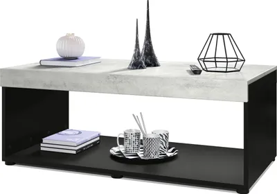 Produktbild von Vladon Couchtisch Pure,  Germany, Wohnzimmertisch in Kastenform, Schwarz matt/ Beton Oxid-Optik (104 x 40,5 x 58 cm)