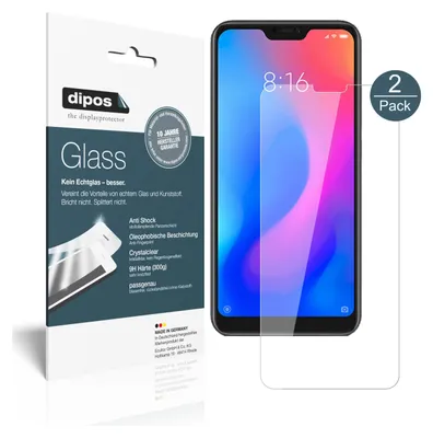 Produktbild von 2x Schutzfolie für Xiaomi Redmi 6 Pro - Anti-Shock 9H Folie dipos Glass