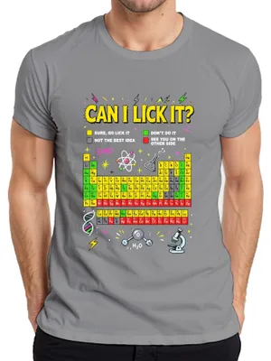 Immagine prodotto di Maglietta da uomo, colore grigio, taglia XL, con scritta "Can I Lick It Science Chemistry Periodic Statement" (che potrebbe essere interpretata come "Posso leccarla? Scienza, chimica, affermazione periodica")