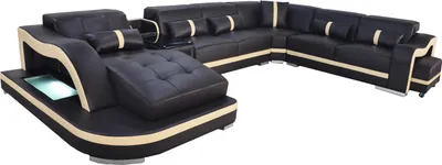Zdjęcie produktu dla Skórzana sofa, tapicerka, narożna sofa, nowoczesny salon, narożnik, sofa w kształcie litery "U", design