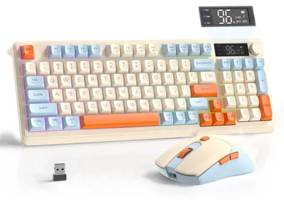 Productafbeelding van Draadloos Toetsenbord en Muis, Bluetooth & 2.4G, PBT-toetsen, Stil, Oplaadbaar